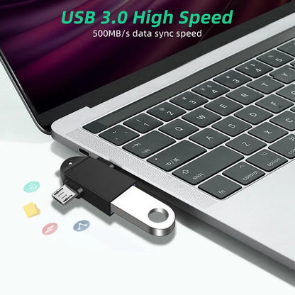 Адаптер OTG microUSB / USB-C - USB-A Techsuit A16 TwoVoltX, Черен