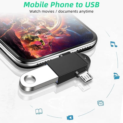Адаптер OTG microUSB / USB-C - USB-A Techsuit A16 TwoVoltX, Черен