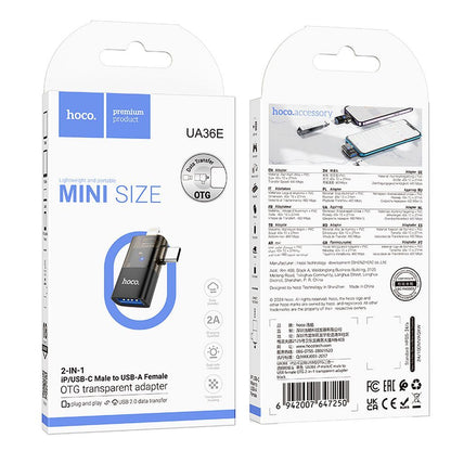 Адаптер OTG Lightning / USB-C - USB-A HOCO UA36E, Черен