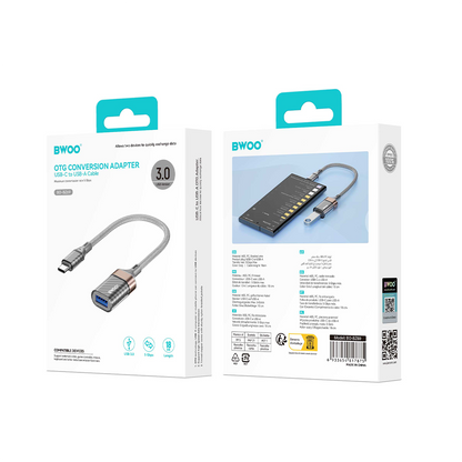 Адаптер OTG USB-C - USB-A BWOO BZ69, Сив