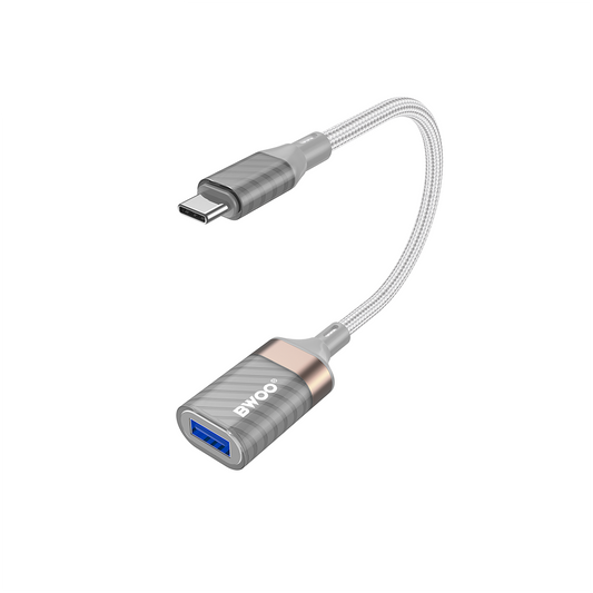 Адаптер OTG USB-C - USB-A BWOO BZ69, Сив