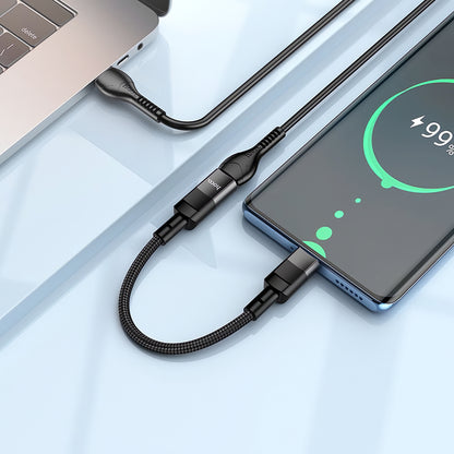 HOCO U107 Адаптер за данни и зареждане Lightning - USB-C HOCO U107, 0,1 м, черен 