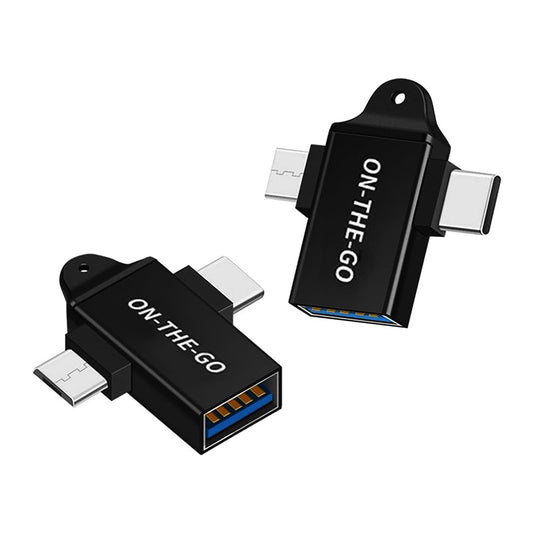 Адаптер OTG microUSB / USB-C - USB-A Techsuit A15 AluCoreX, Черен