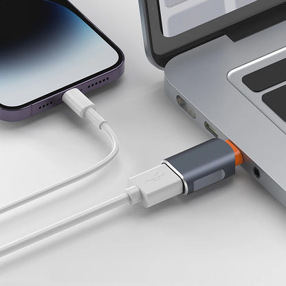 Адаптер OTG USB-C - USB-A Techsuit A9 SlateVolt, Сиво-Оранжев