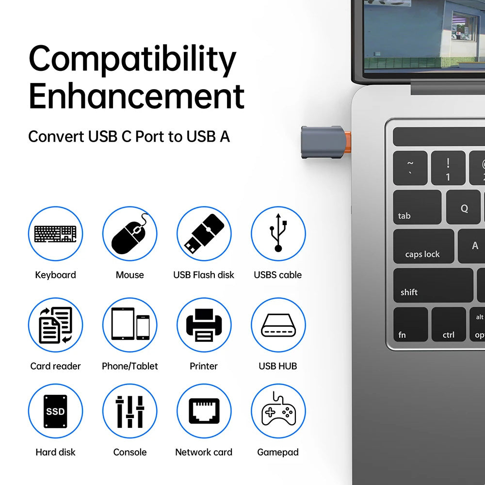 Адаптер OTG USB-C - USB-A Techsuit A9 SlateVolt, Сиво-Оранжев