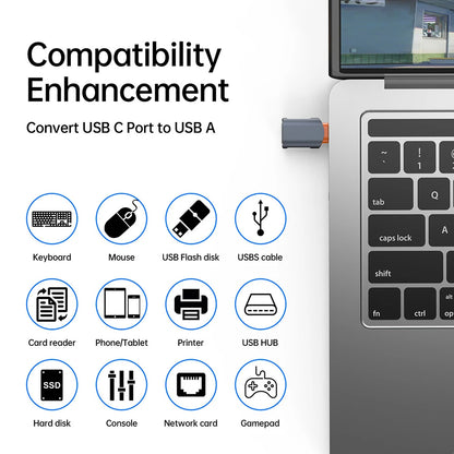 Адаптер OTG USB-C - USB-A Techsuit A9 SlateVolt, Сиво-Оранжев