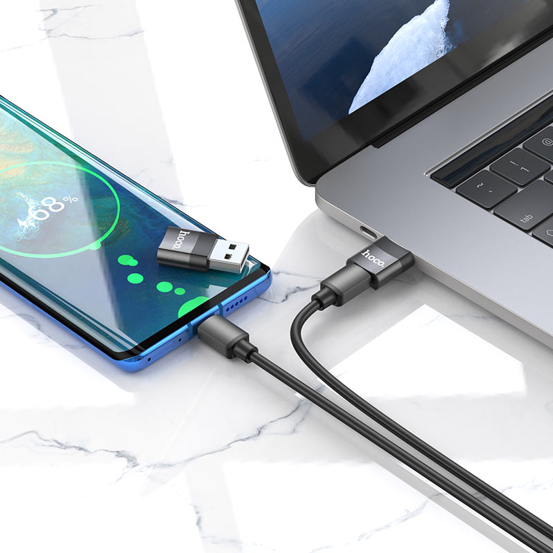 Адаптер за данни и зареждане USB-C - USB-A HOCO UA17, черен