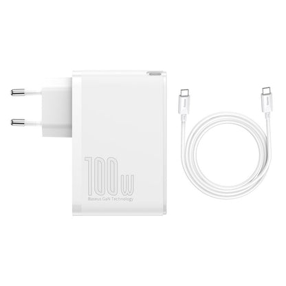 Мрежово зарядно устройство Baseus GaN2 Pro, 100W, 3A, 2 x USB-A - 2 x USB-C, бяло CCGAN2P-L02