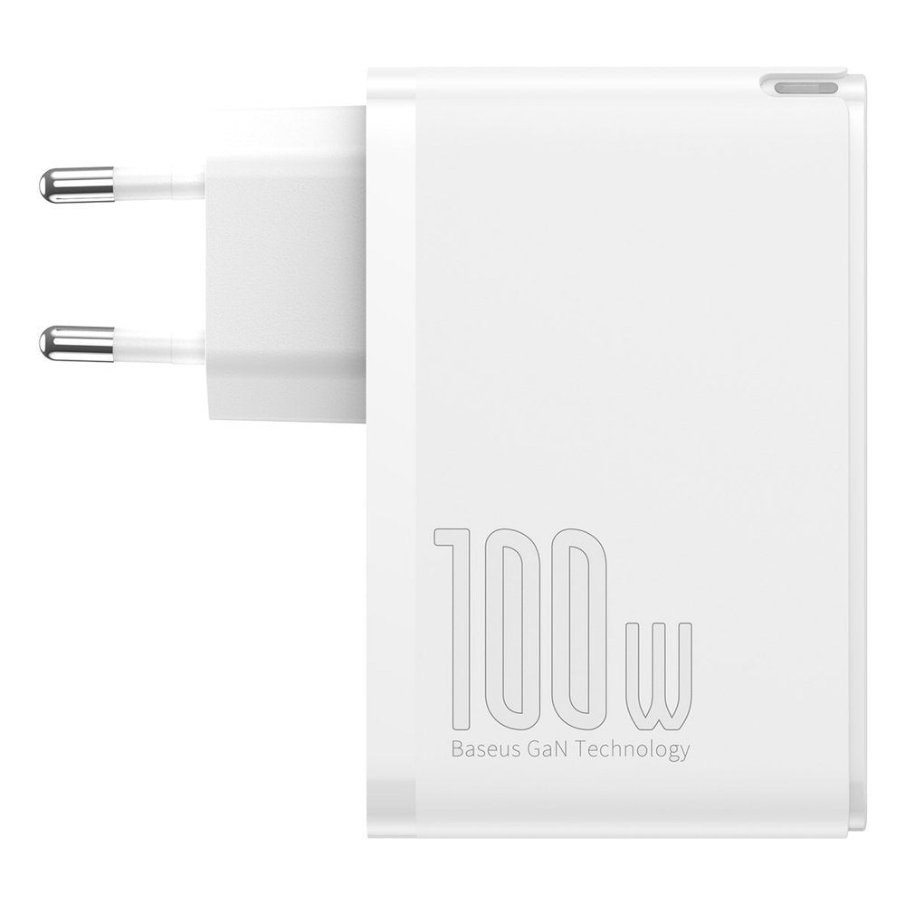 Мрежово зарядно устройство Baseus GaN2 Pro, 100W, 3A, 2 x USB-A - 2 x USB-C, бяло CCGAN2P-L02