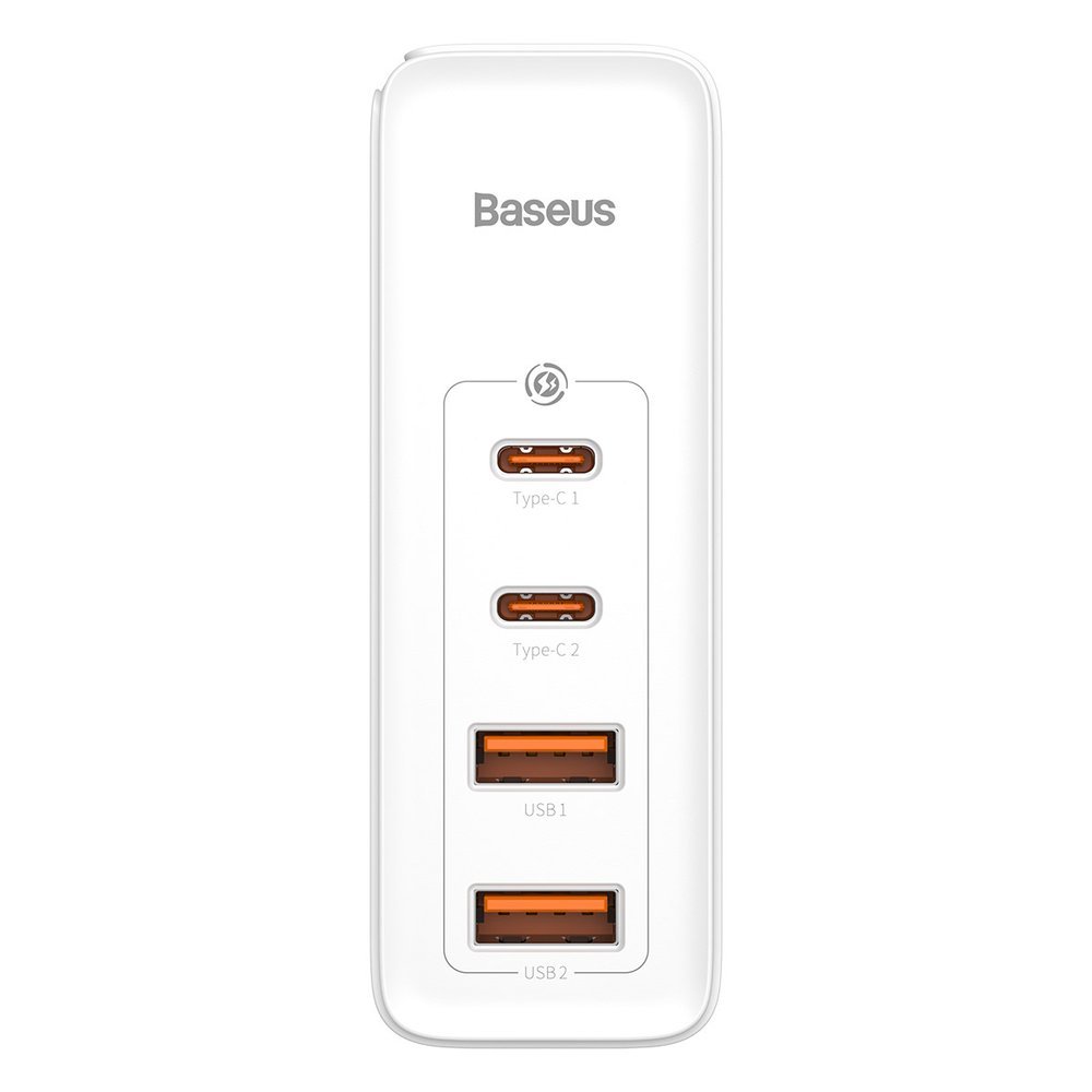 Мрежово зарядно устройство Baseus GaN2 Pro, 100W, 3A, 2 x USB-A - 2 x USB-C, бяло CCGAN2P-L02