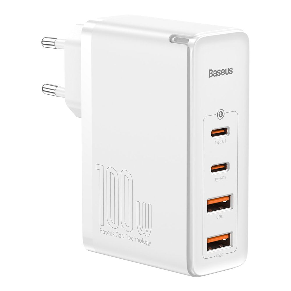 Мрежово зарядно устройство Baseus GaN2 Pro, 100W, 3A, 2 x USB-A - 2 x USB-C, бяло CCGAN2P-L02