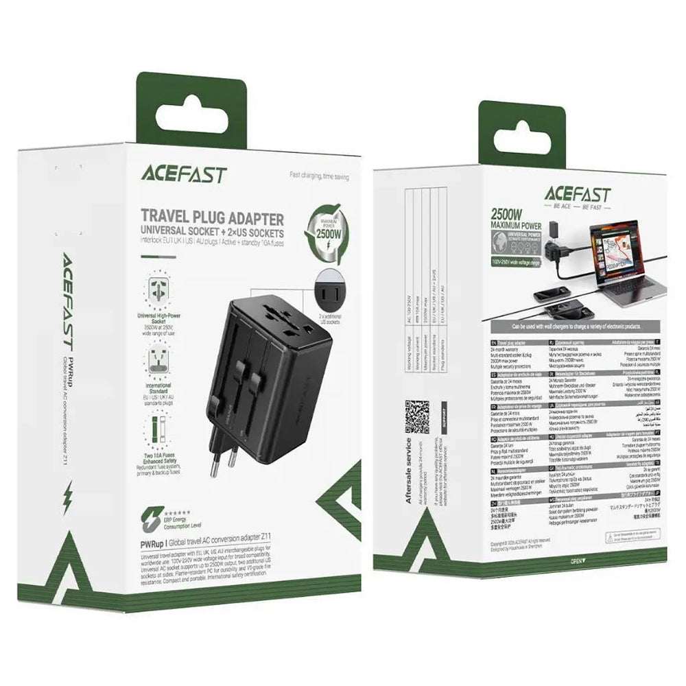 Мрежов адаптер Acefast Z11 Travel, черен