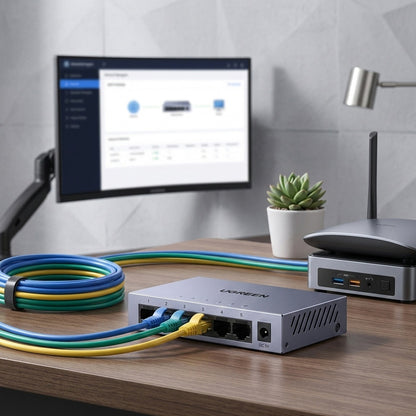 Мрежов суич UGREEN CM933 (65956EU), 5 x RJ45, Черен