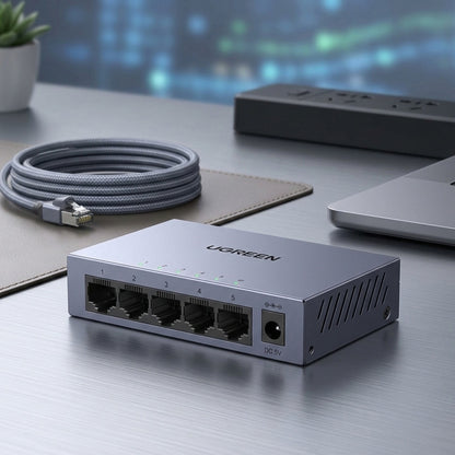 Мрежов суич UGREEN CM933 (65956EU), 5 x RJ45, Черен