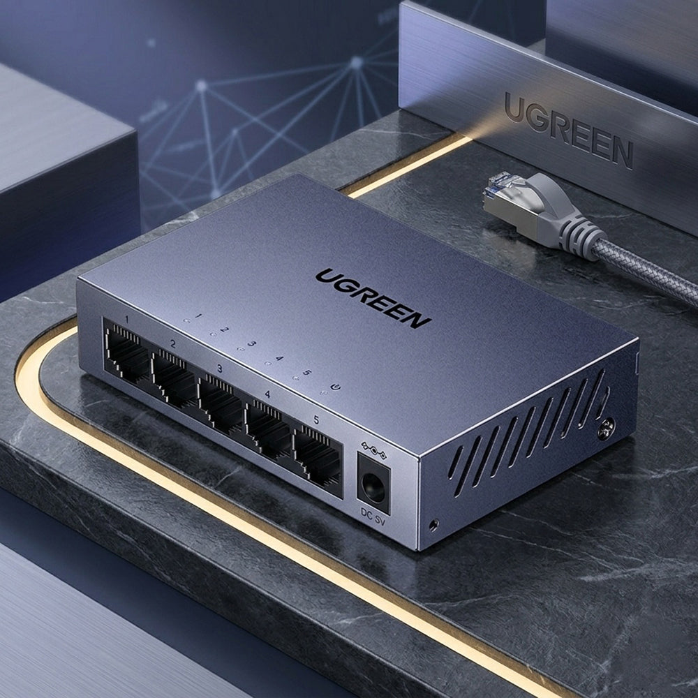 Мрежов суич UGREEN CM933 (65956EU), 5 x RJ45, Черен