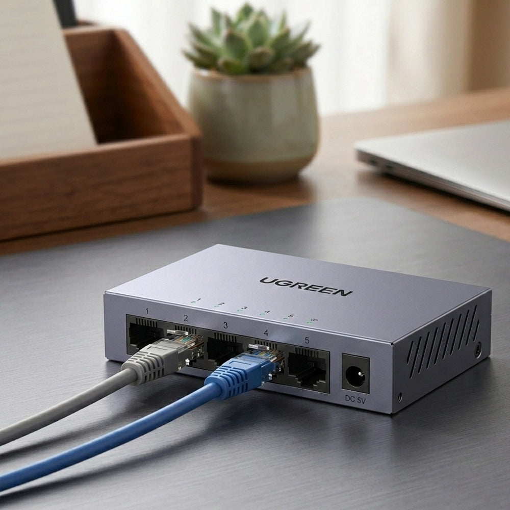 Мрежов суич UGREEN CM933 (65956EU), 5 x RJ45, Черен