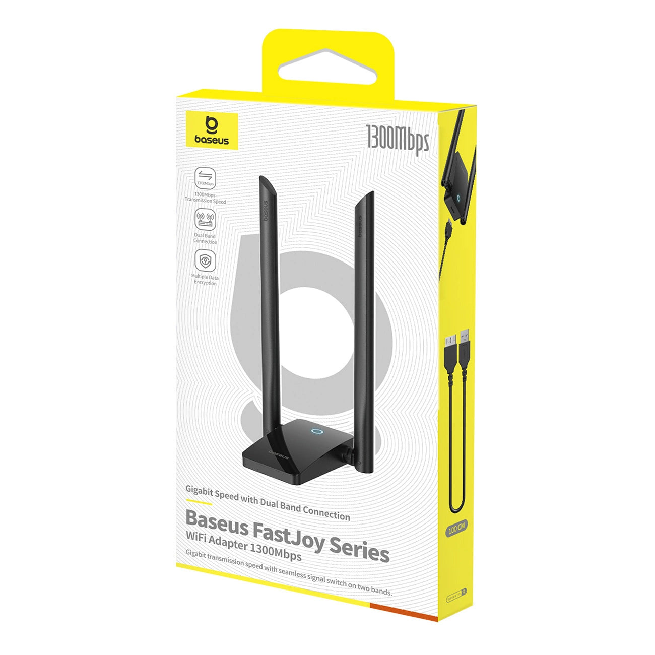 Безжичен адаптер Baseus FastJoy, двулентов, Wi-Fi 6, 1300Mbps, черен B01317600111-05 