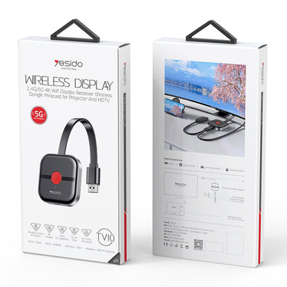 Безжичен мултимедиен адаптер Yesido TV10 5G, черен