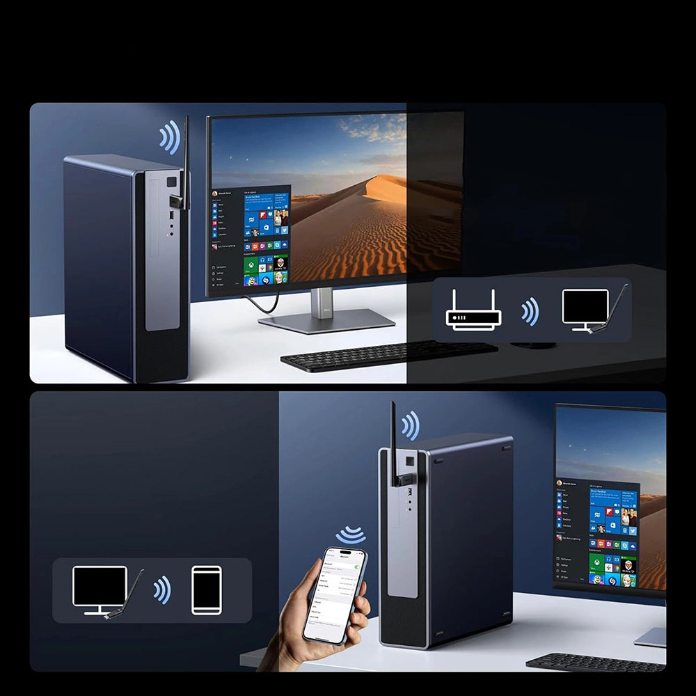 Адаптер Wireless UGREEN AX900 (75109), Dual Band, Wi-Fi 6, 600Mbps, Черен