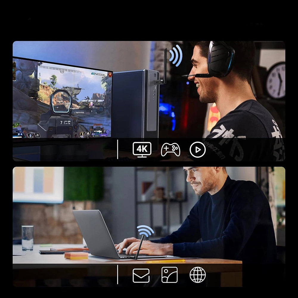 Адаптер Wireless UGREEN AX900 (75109), Dual Band, Wi-Fi 6, 600Mbps, Черен