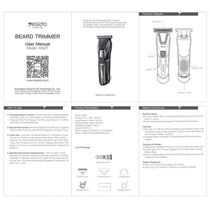 Електрическа самобръсначка Yesido MG21, Черна