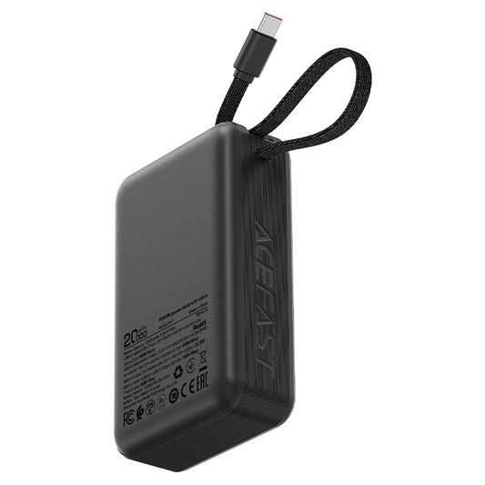 Външна батерия Acefast M21, 20000mAh, 65W, QC + PD, 1 x USB-A - 2 x USB-C, Черна