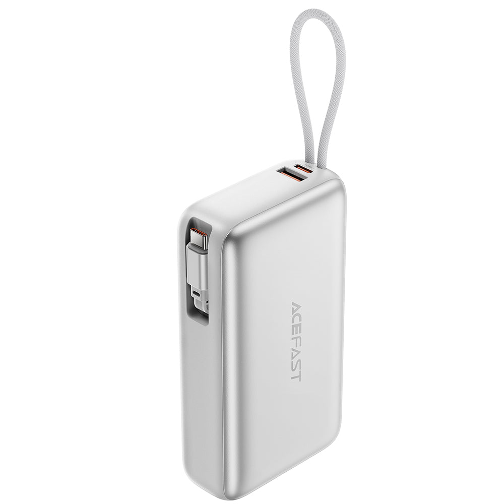 Външна батерия Acefast M34, 20000mAh, 45W, QC + PD, 1 x USB-A - 2 x USB-C, Сребриста