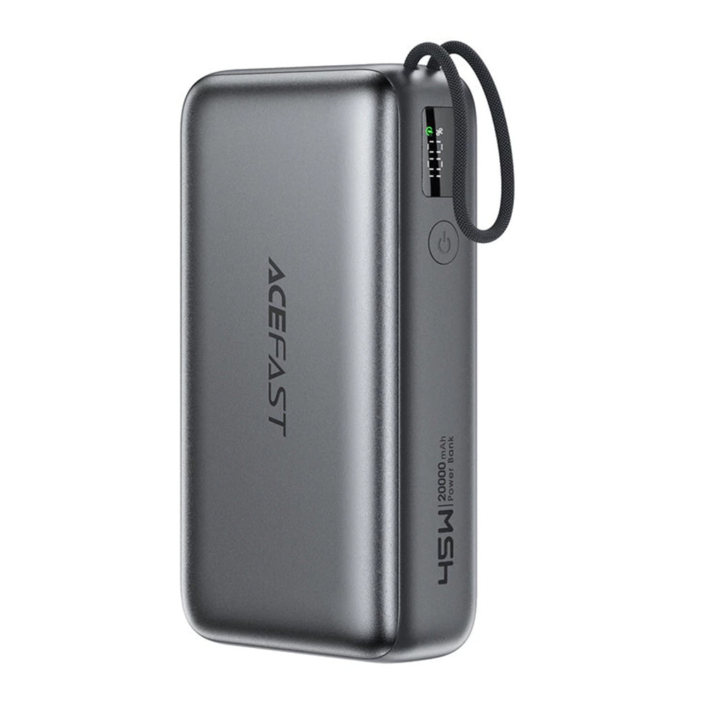Външна батерия Acefast M34, 20000mAh, 45W, QC + PD, 1 x USB-A - 2 x USB-C, Сив