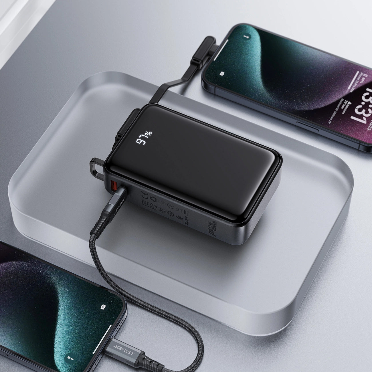 Външна батерия Acefast M4, 20000mAh, 67W, PD, 1 x USB-A - 2 x USB-C, Черна