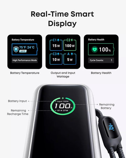 Външна батерия Anker, 25000mAh, 165W, QC + PD, 1 x USB-A - 3 x USB-C, Сребриста, Реупакована A1695H41