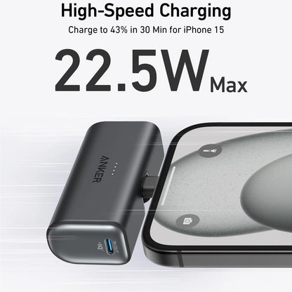Външна батерия Anker Nano, 5000mAh, 22.5W, PD, 2 x USB-C, Черна A1653H11