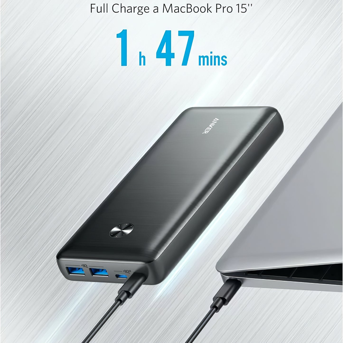 Външна батерия Anker PowerCore III Elite, 25600mAh, 87W, QC + PD, 2 x USB-A - 2 x USB-C, черна A1291H11 