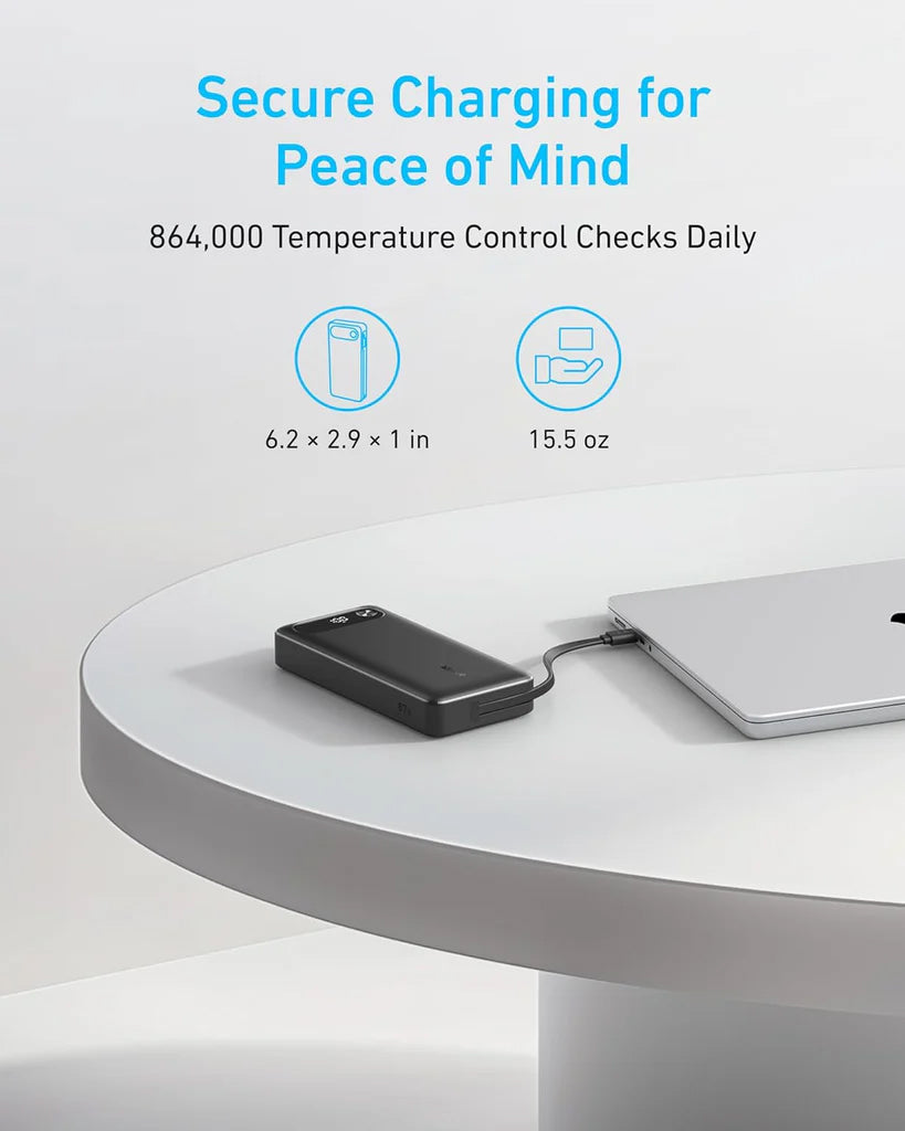 Външна батерия Anker PowerCore, 20000mAh, 87W, QC + PD, 1 x USB-A - 2 x USB-C, Черна A1383H11