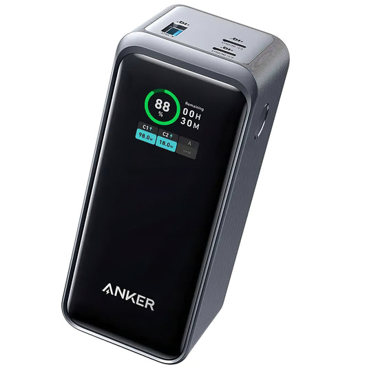 Външна батерия Anker Prime, 20000mAh, 200W, QC + PD, 1 x USB-A - 2 x USB-C, Черна, Реупакована A1336011