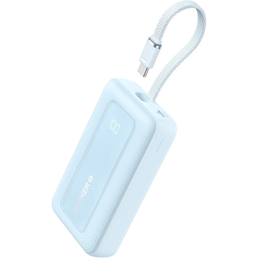 Външна батерия Anker Zolo, 10000mAh, 30W, QC + PD, 1 x USB-A - 2 x USB-C, Синя A1688031