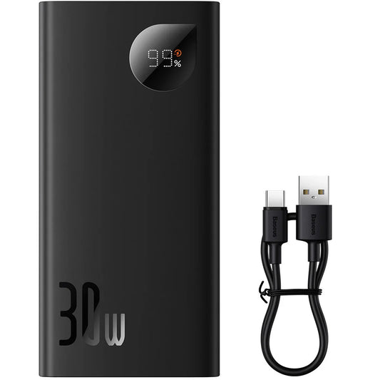 Външна батерия Baseus Adaman2, 10000mAh, 30W, QC + PD, 1 x USB-C - 2 x USB-A, Черна PPAD040101