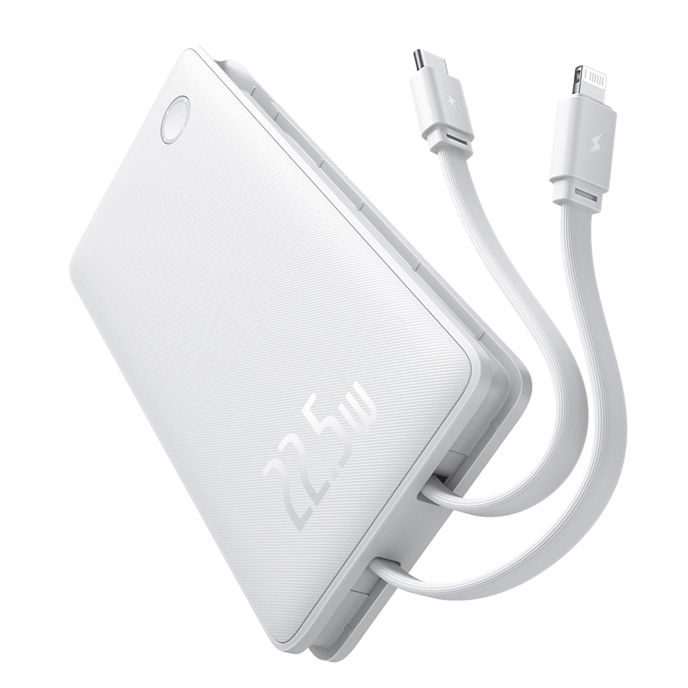 Външна батерия Baseus Airpow Lite, 10000mAh, 22.5W, QC + PD, 1 x Lightning - 1 x USB-A - 2 x USB-C, Бяла P10067501213-00