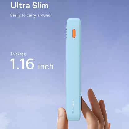 Външна батерия Baseus Airpow, 20000mAh, 20W, QC + PD, 1 x USB-A - 1 x USB-C, Синя P10022804313-00