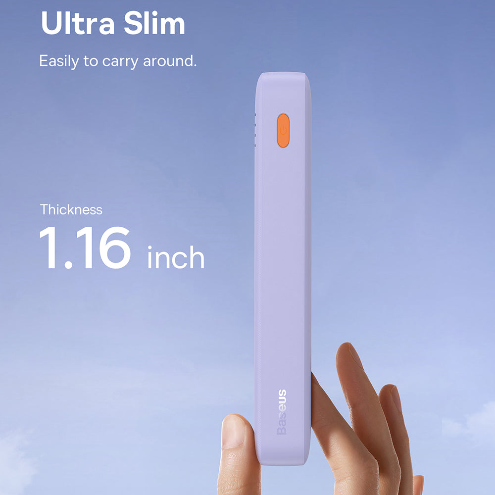 Външна батерия Baseus Airpow, 20000mAh, 20W, QC + PD, 1 x USB-A - 1 x USB-C, Лилав P10022804513-00