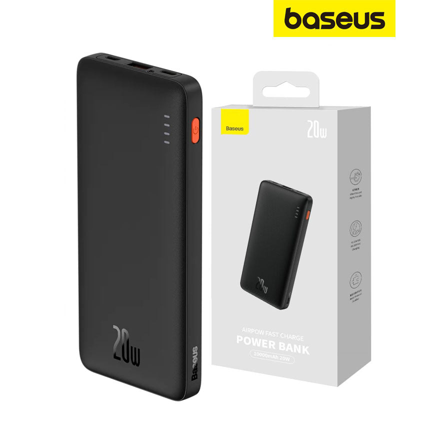 Външна батерия Baseus Airpow, 10000mAh, 20W, QC + PD, 1 x USB-A - 1 x USB-C, черна PPQD090001 