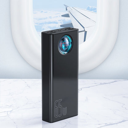 Външна батерия Baseus Amblight Digital Display, 30000mAh, 65W, QC + PD, 1 x USB-C - 4 x USB-A, Бяла PPLG000102