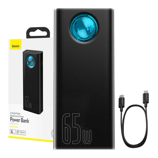 Външна батерия Baseus Amblight Digital Display, 30000mAh, 65W, QC + PD, 1 x USB-C - 4 x USB-A, Черна PPLG000101