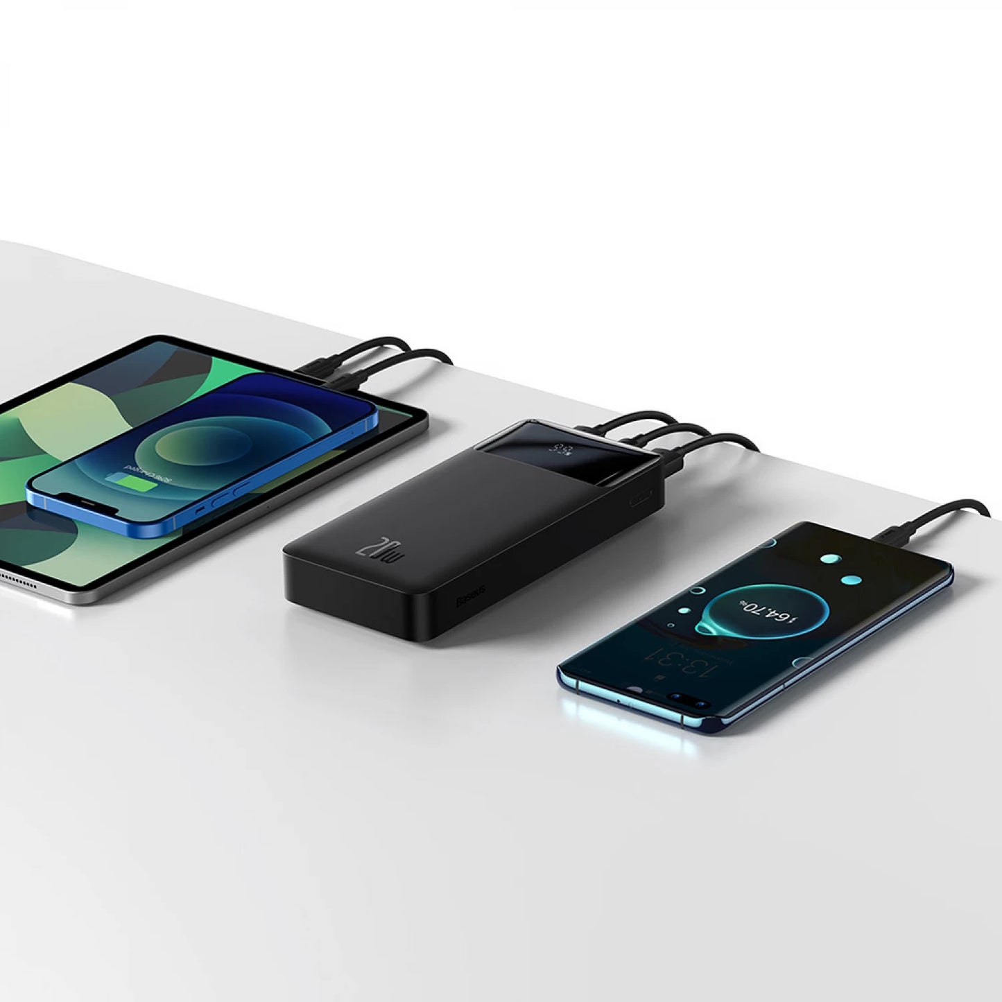 Външна батерия Baseus Bipow, 20000mAh, 20W, QC + PD, 1 x USB-C - 2 x USB-A, Черна PPBD050501