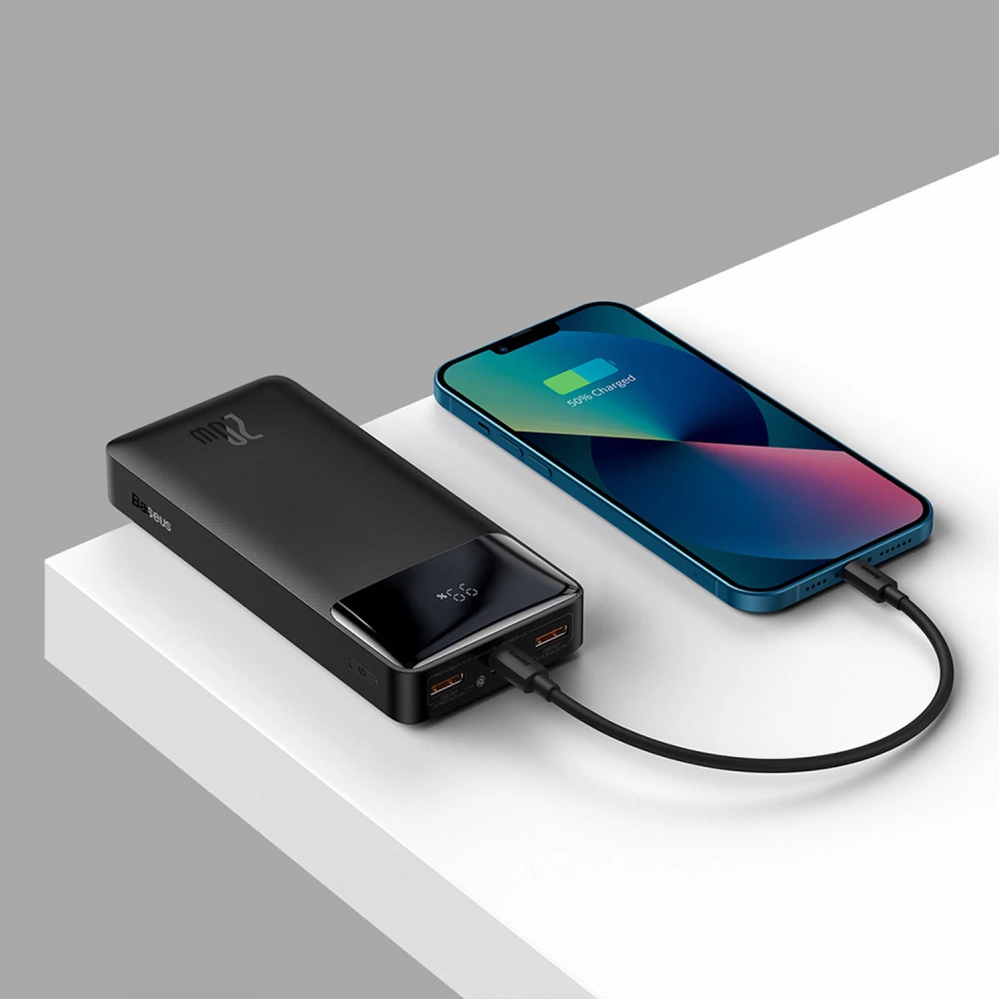 Външна батерия Baseus Bipow, 20000mAh, 20W, QC + PD, 1 x USB-C - 2 x USB-A, Черна PPBD050501