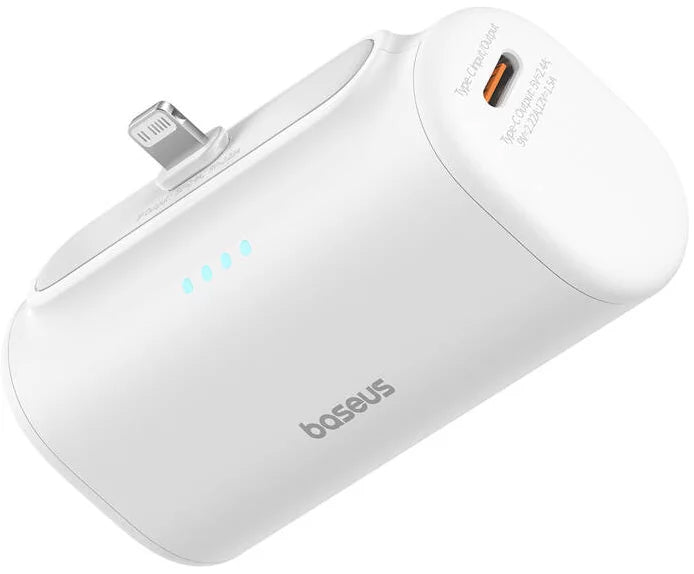 Външна батерия Baseus Compact, 5000mAh, 20W, PD, 1 x Lightning - 1 x USB-C, Бяла P10068307213-00