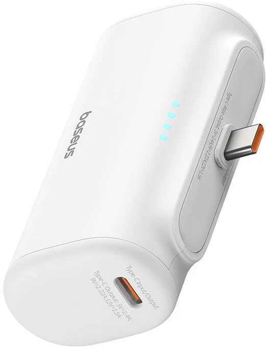 Външна батерия Baseus Compact, 5000mAh, 20W, PD, 2 x USB-C, Бяла P10068306213-00