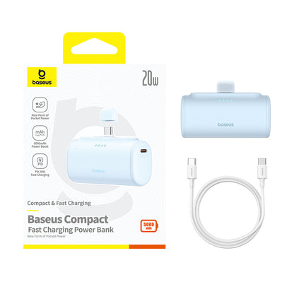 Външна батерия Baseus Compact, 5000mAh, 20W, PD, 2 x USB-C, Синя P10068306313-00