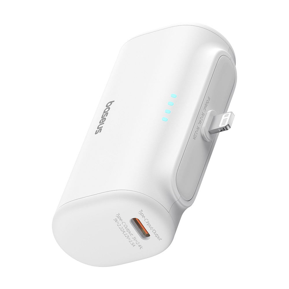 Външна батерия Baseus Compact, 5000mAh, 20W, PD, 1 x Lightning - 1 x USB-C, Бяла P10068307213-00
