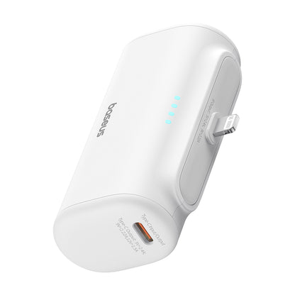 Външна батерия Baseus Compact, 5000mAh, 20W, PD, 1 x Lightning - 1 x USB-C, Бяла P10068307213-00