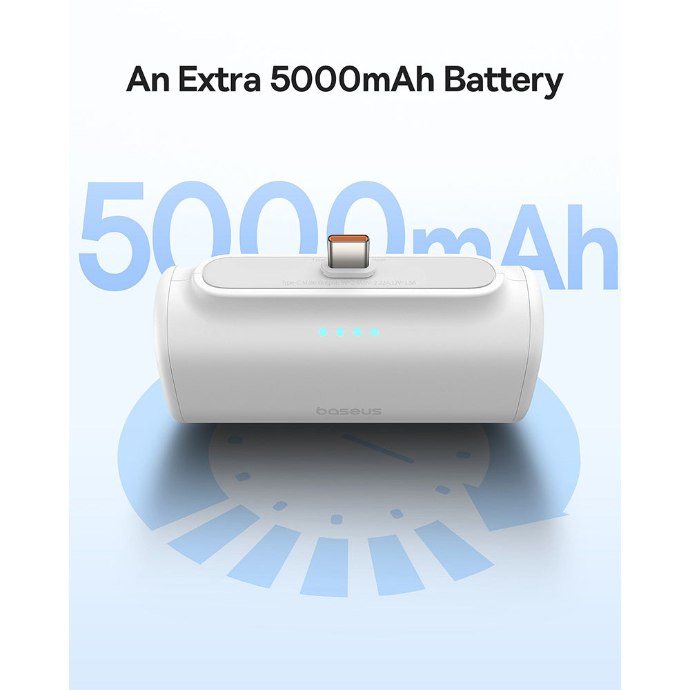 Външна батерия Baseus Compact, 5000mAh, 20W, PD, 1 x Lightning - 1 x USB-C, Бяла P10068307213-00